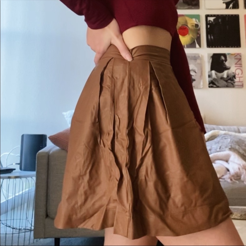 Brown pleather skirt